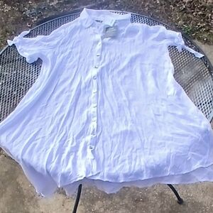 NWT Mlle Gabrielle 3XL White Button Down Shirt With Tank Top